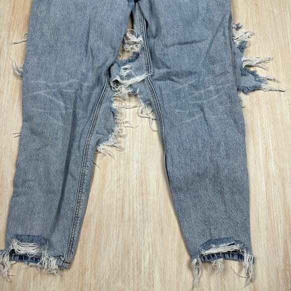 American Eagle Distressed Destroyed Blowout Mom Jean High Rise Denim Jeans 4 - Picture 14 of 16